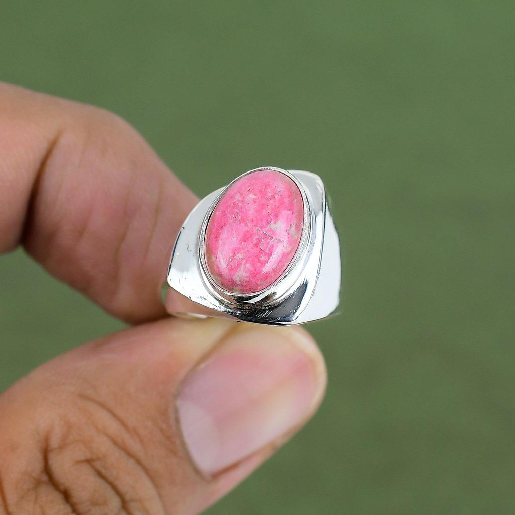 Thulite Ring 925 Sterling Silver Ring Handmade Boho Style Ring Genuine Gemstone Jewelry Gift For Wife Thulite Jewelry Available In Ring Size