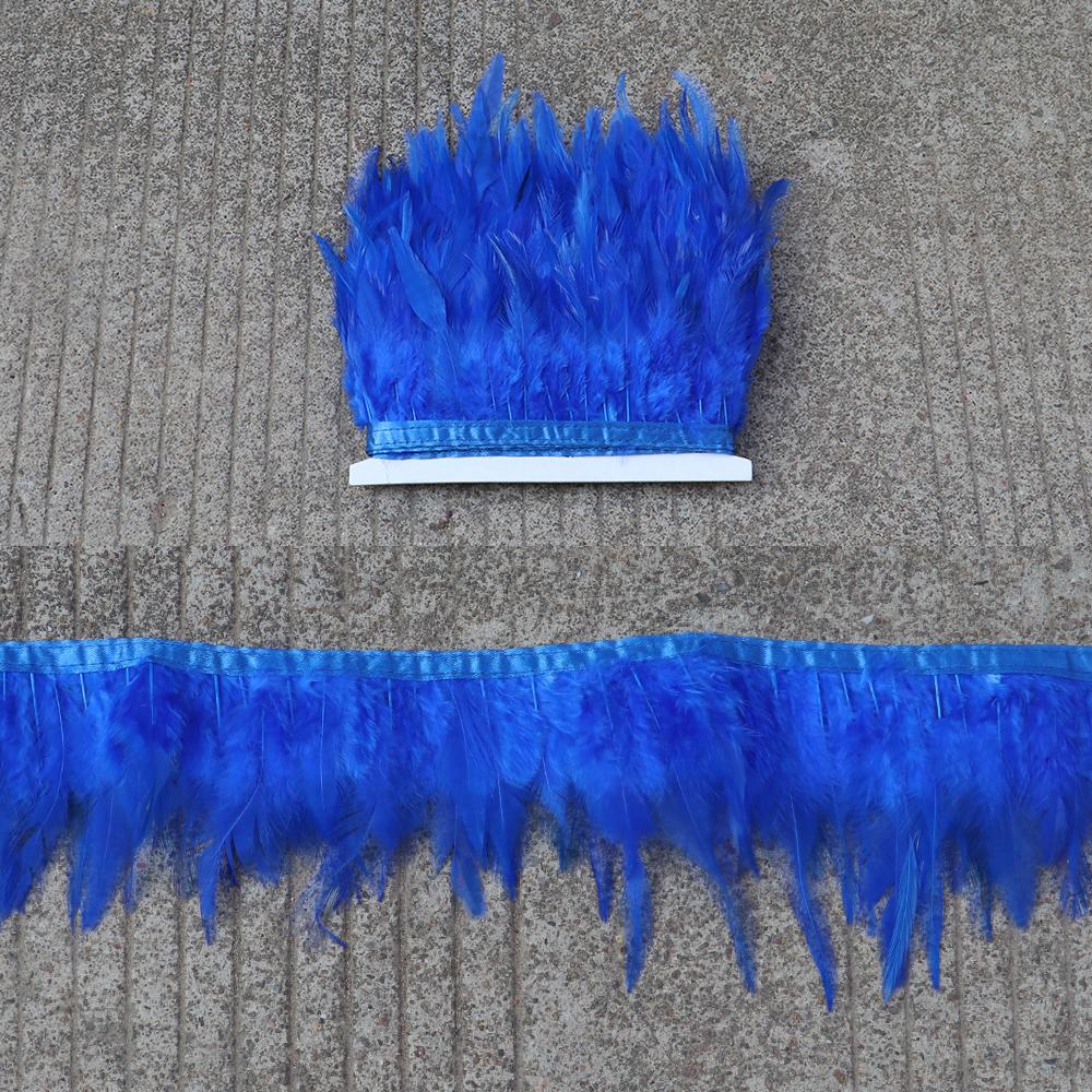 Feather5 10Meters Rooster Feather Trim 8-13CM Colored Chicken Feathers Ribbon  3-5" Saddle Pheasant Feathers Trim Fringe