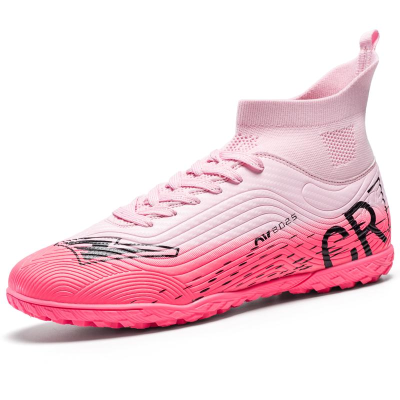 Pink Soccer Shoes Men Kids Professional Society Original Football Boots Outdoor Non-Slip Futsal Trainning Sneakers Size 33-46