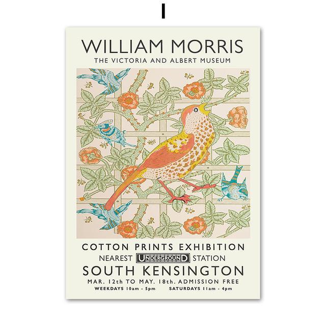 William Morris Wall Art Swan Owl Bird Leaf Flower Canvas Painting Nordic Posters and Prints Wall Pictures for Living Room Decor No Frame