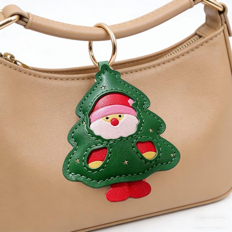 Yogodlns Christmas Keychain Santa Claus Deer Green Strap Faux Leather Phone Charm Pendnat Christmas Gift Party Favors