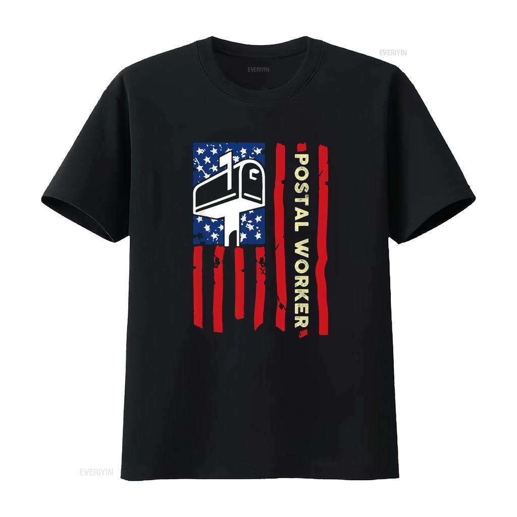 Postal Worker Patriotic US Post Mail Carrier T Shirt vintage Washed fashion Casual Stretched homme Versatile Soft