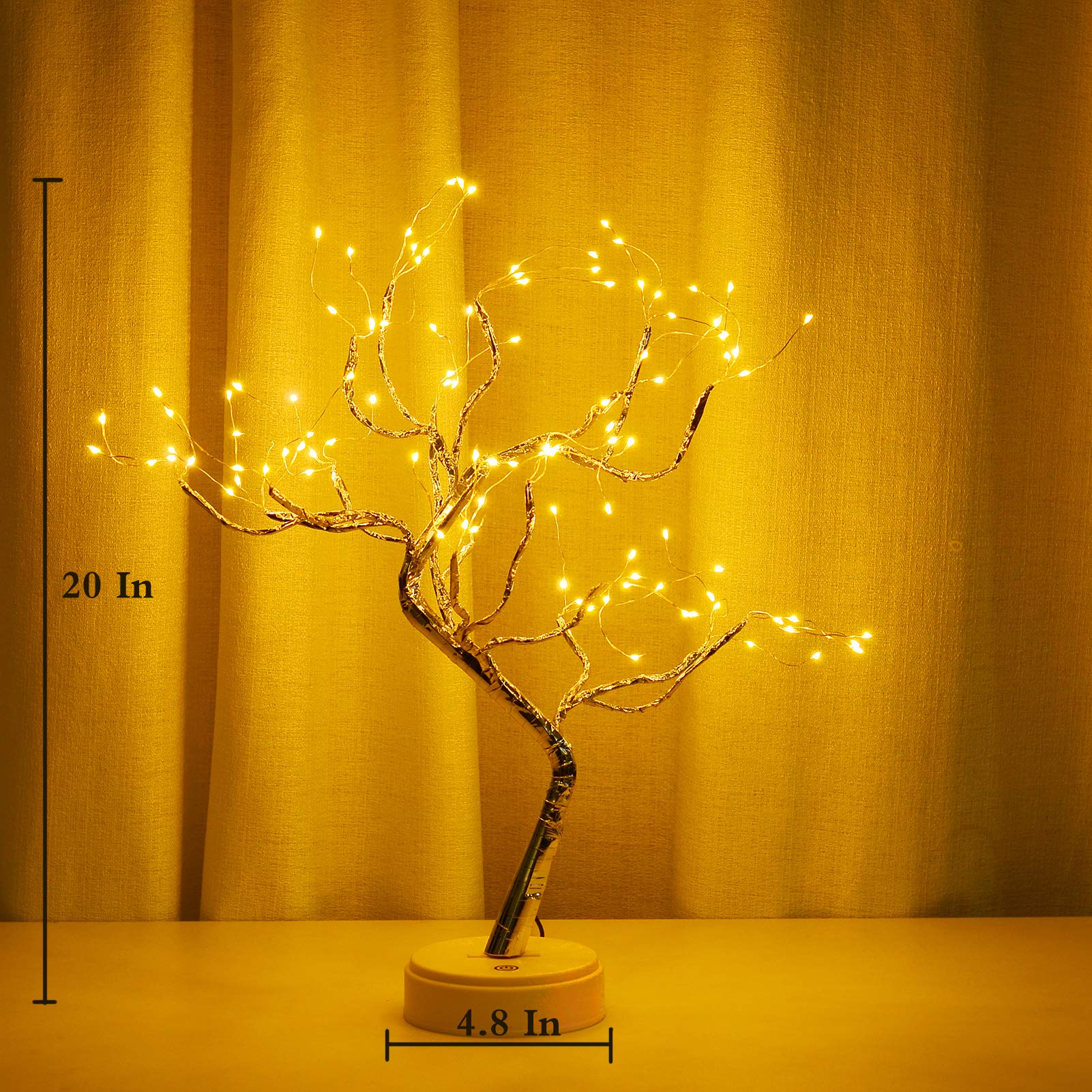 

108 светодиодов Fairy Sparkly Tree Настольная лампа с дистанционным управлением USB и питанием от 3 ААА DIY бонсай Искусственное дерево Светильник для спальни Настольный ночник
