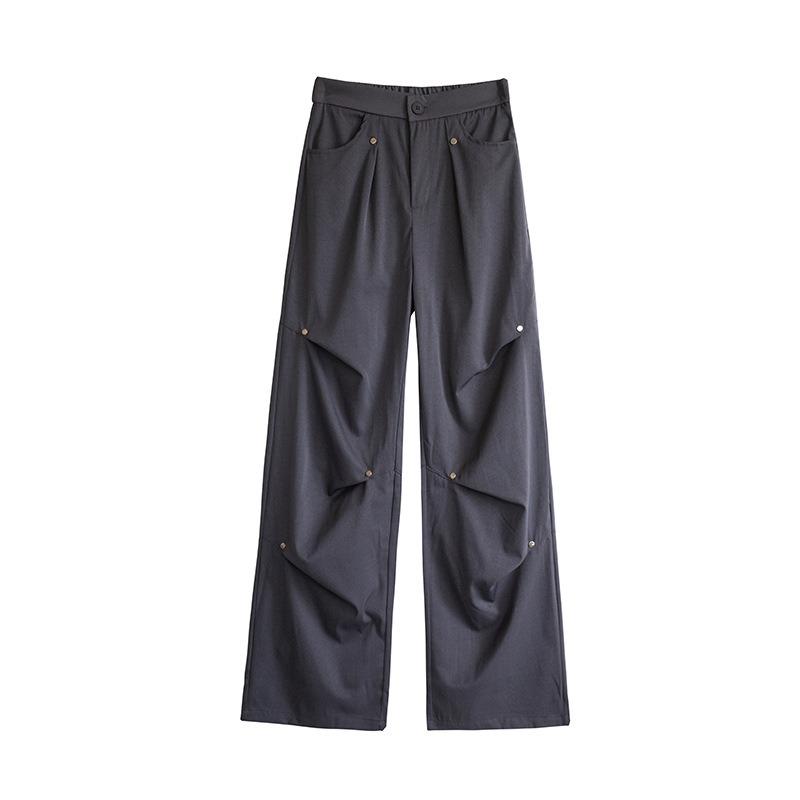 High-waisted overalls women's new retro thin wide-leg straight casual pants quick-drying trendy sweatpants