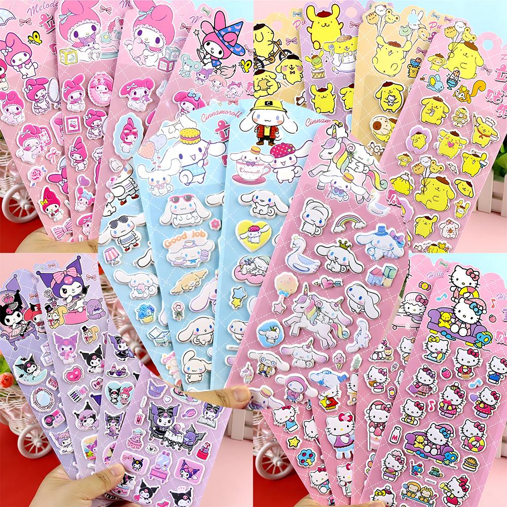 Kawaii Sanrio 3D Puffy Stickers Cute Anime Kuromi My Melody Cinnamoroll Bubble Sticker Decorative Luggage Laptop Decals Toy Gift