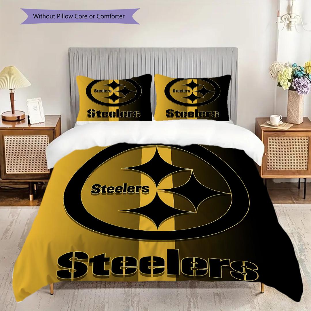

Pittsburgh Steelers Pattern Bedding Quilt Set Quilt Cover Pillowcase Home Decoration Birthday Gift (1 * duvet cover + 2 * pillowcase, without core) 135x200cm