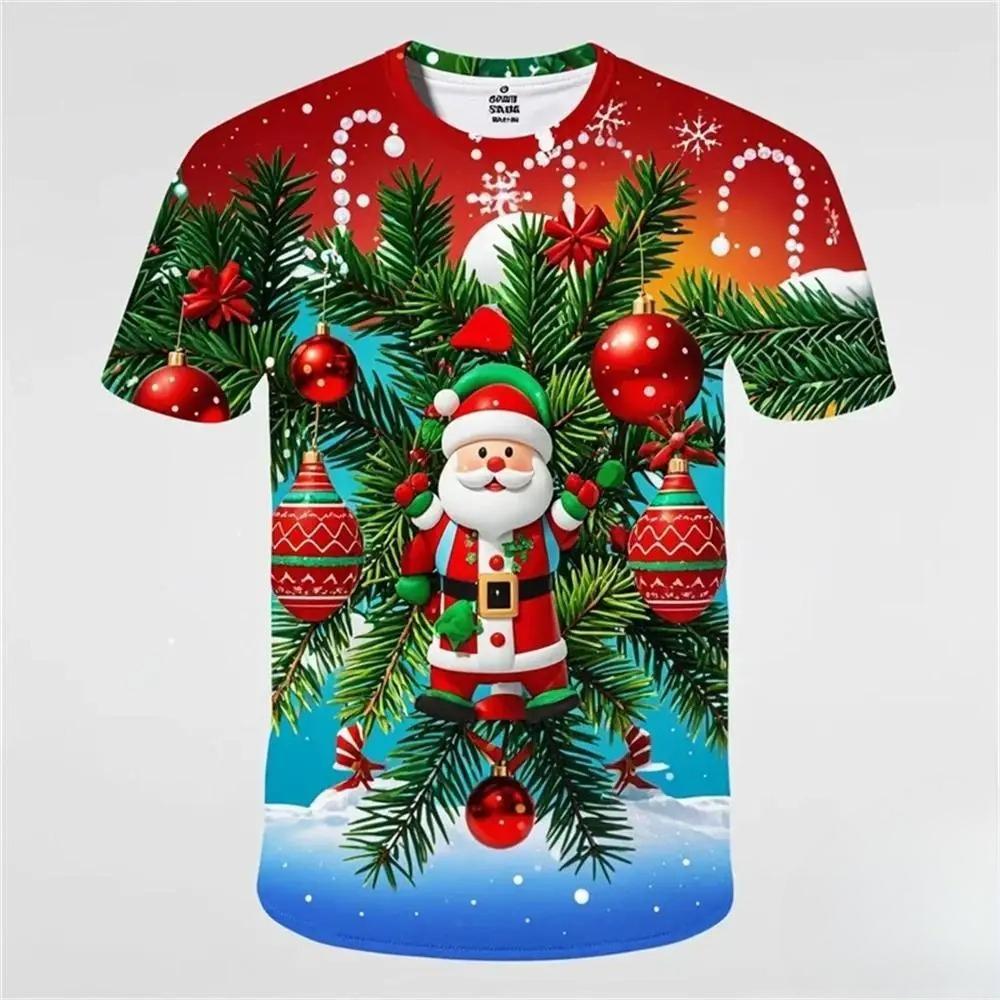 Cute Santa Claus Christmas Pattern T-shirt for 3D Printed Merry Christmas T-shirt Tops Kids T-shirt