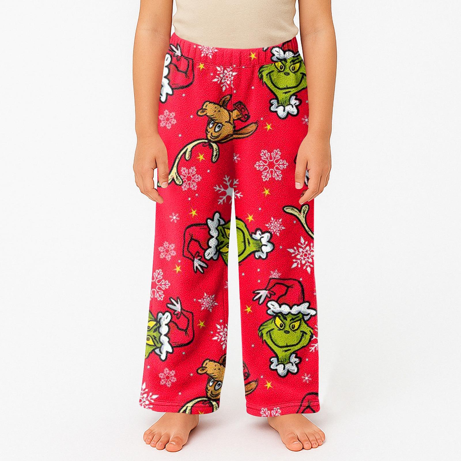 

Детские пижамные брюки с принтом, мягкие, удобные, детские зимние пижамные брюки 140