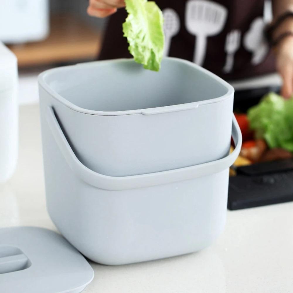 2 Tier Rubbish Container 6.8L Garbage Bin Portable Kitchen Food Waste Bucket  Table