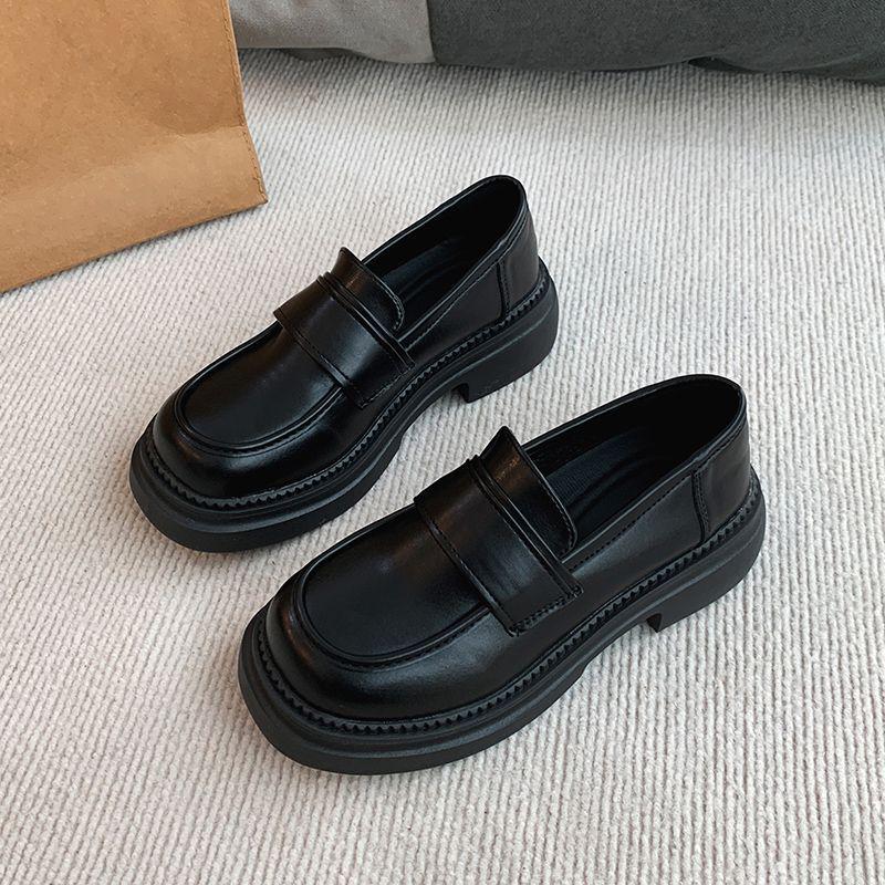 2025 Women's British Style Leather Loafers - Autumn Fashion, Versatile Slip-On Retro Shoes