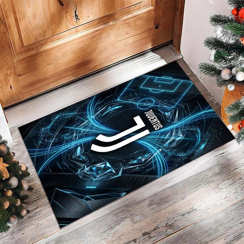Juventus FC bedruckter Flanell-Teppich rutschfest weicher Polyester-Bodenbelag Indoor-Dekormatte für Schlafzimmer Wohnzimmer Sofa