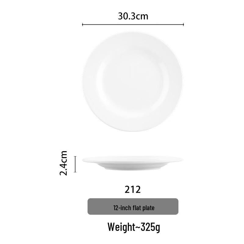 Handun 12-inch White Melamine Round Dinner Plate