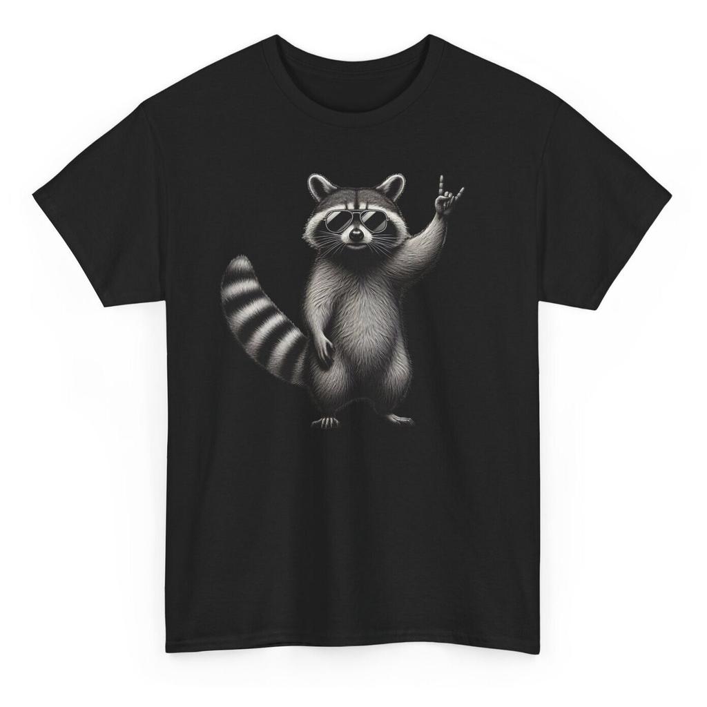 Waschbär Spaß T-Shirt Amerikanisch Retro Trendig Materialfusion Niedliches Haustier Multi-Stil Herren- und Damen- Lustiges und Humorvolles T-Shirt