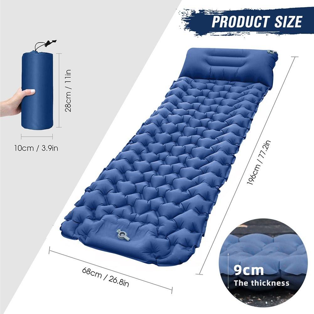 Camping Backpacking Air Mattress Outdoor Sleeping Pad with Foot Pump Air Pillow