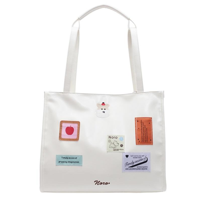 New Backpack Fashionable Versatile Large-capacity Tote Bag Female Cute Cartoon Sticker Shoulder Bag