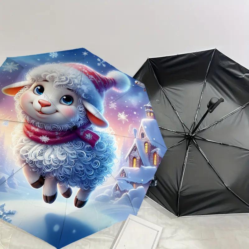 1PC Winter Snowflake Automatic Open/Close Umbrella with Windproof, 8-Rib Sturdy Canopy, Durable Ribs, Fashionable Design1304A