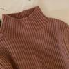Kids Autumn Winter Solid Half Turtleneck Knit Sweater Unisex Children Warm Base Layer Top