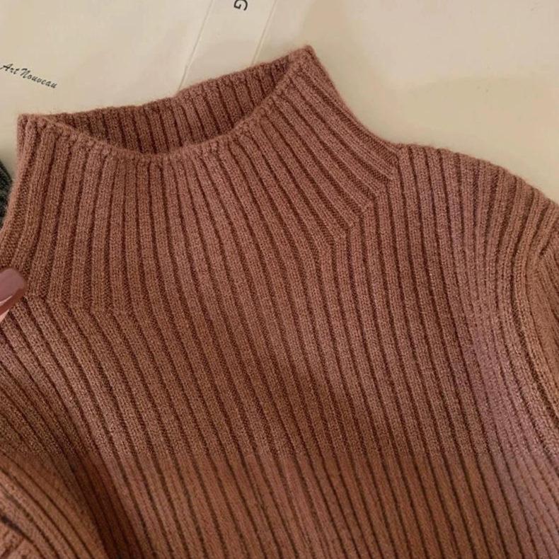 Kids Autumn Winter Solid Half Turtleneck Knit Sweater Unisex Children Warm Base Layer Top