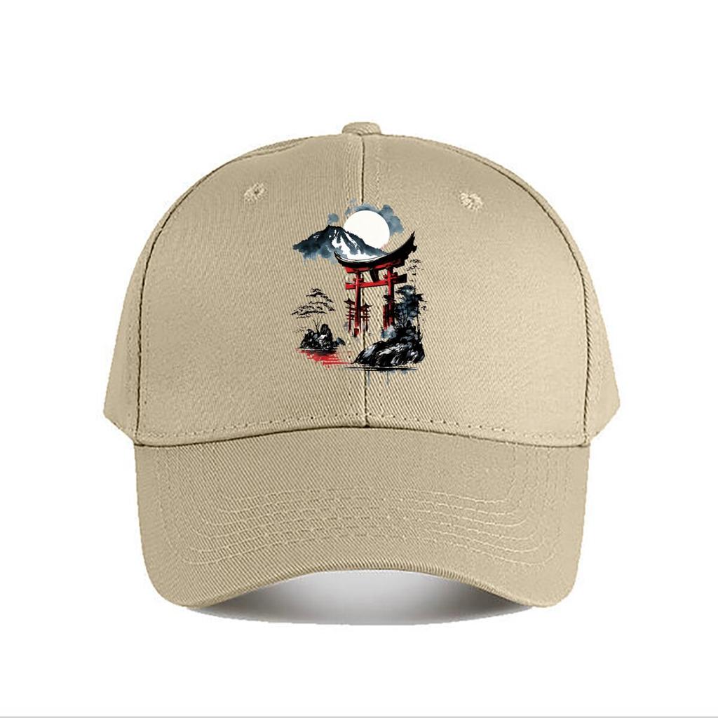 Moonlit Japanese Torii Fuji Art Print Baseball Cap Fashion Unisex Sunhat Womens Outdoor Sports