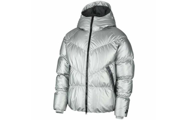 Nike Down Jackets Men s Silver Hooded Moderate Down Jacket BV4709-096 L