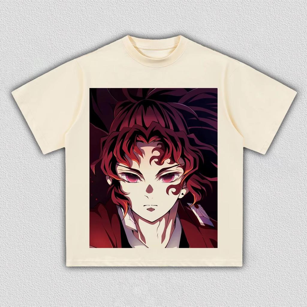 Demon Slayer Yoriichi Tsugikuni Anime Print T-shirt, Unisex Cool Manga Art Graphic Tee, Casual Streetwear Short Sleeve Top