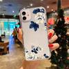 Blue White Peony Flower Clear Phone Case For iPhone 17 Pro Max 16 15 14 13 12 11 Pro Air 15 Plus XS X XR Silicone Soft Cover