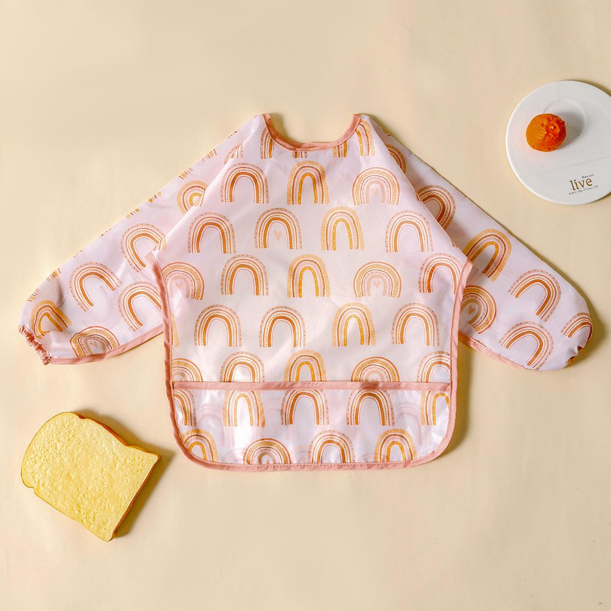 Baby & Toddler Long-Sleeved Smock: Back-Fastening Apron, Infant Bib, Protective Painting Clothes