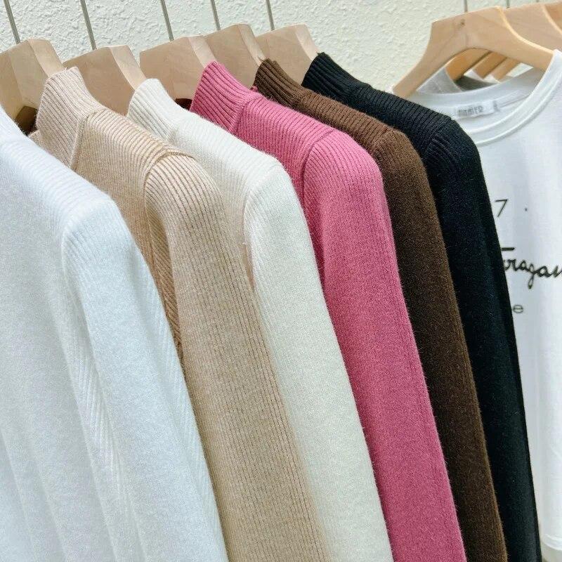 Autunno Inverno Moda Caldo Pile Donna Maglione Casual Slim Fit Solido Addensato Pullover da Donna Ufficio Velluto Top 29777