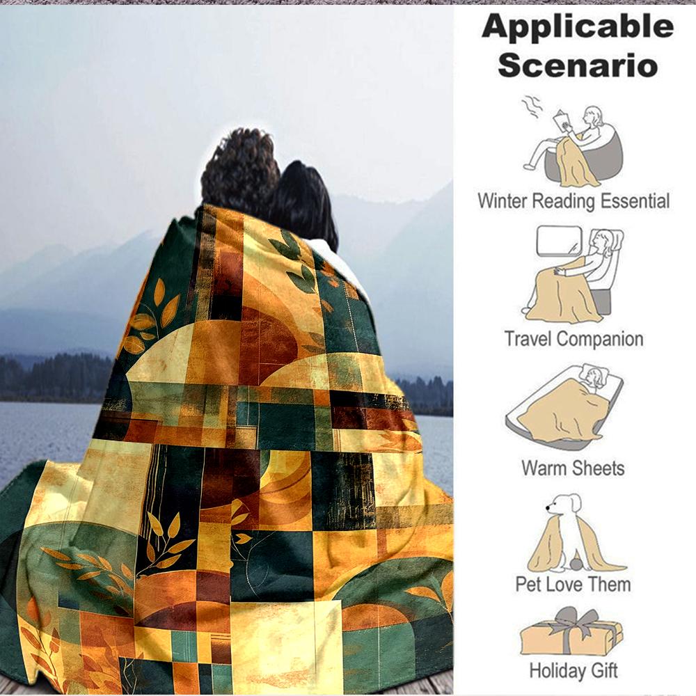 1Pc Abstract Art Composition Blanket Soft And Comfortable Casual Warm Camping Travel Christmas Halloween Xmas Gift M92832