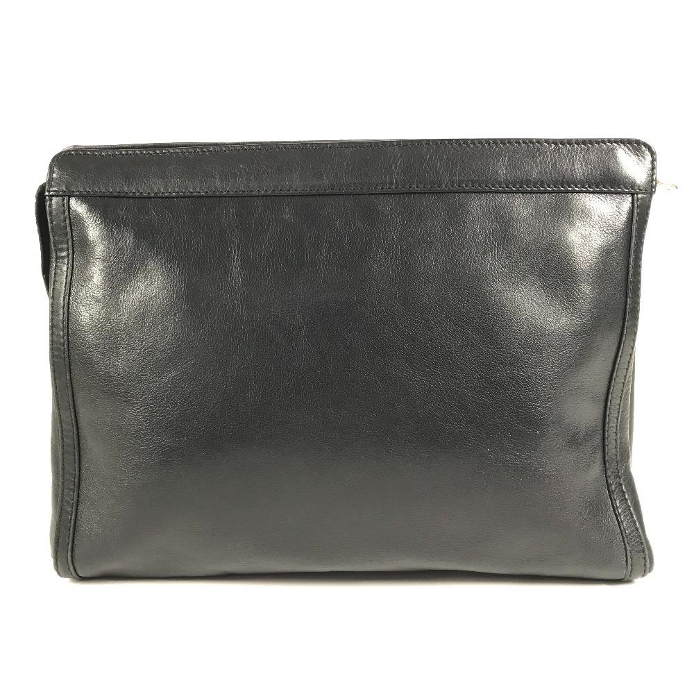 CELINE vintage logo Cluch Bag Bag Pouch Clutch bag Leather Black