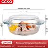 CCKO High Borosilicate Glass Bowl with Lid and Double Handles