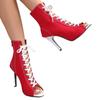 European and American foreign trade thin heel hollow fish mouth sandals women's high heel lace-up breathable fashion short boots wish2025
