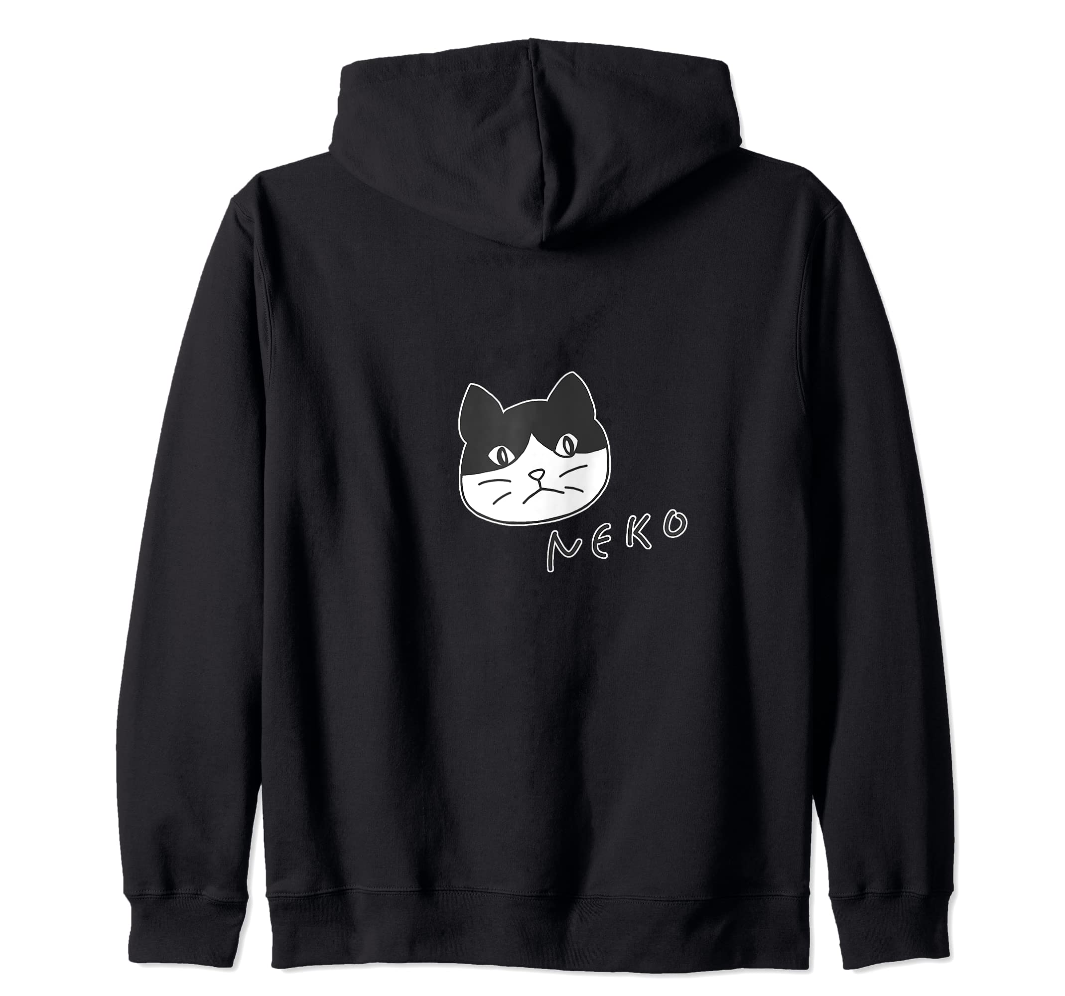 

Cat black and white Grumpy cat simple pencil drawing style hoodie - neko, [Animal Friends] face, illustration, zip-up чёрный