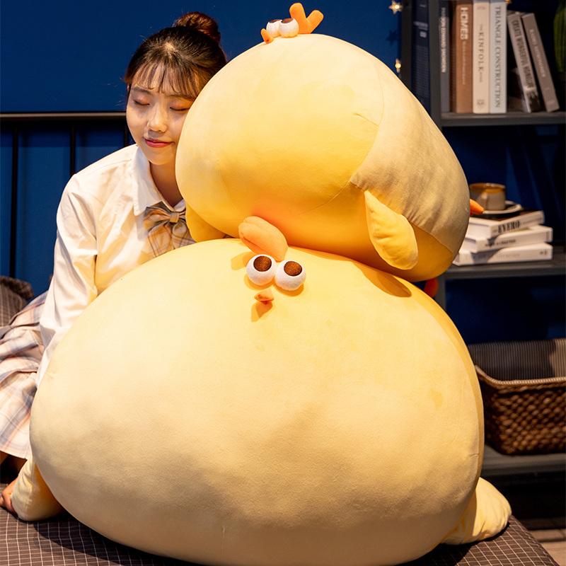 Round Chick Doll Stuffed Soft Appeasing Yellow Chicken Plush Toy Sleeping Companion Present
