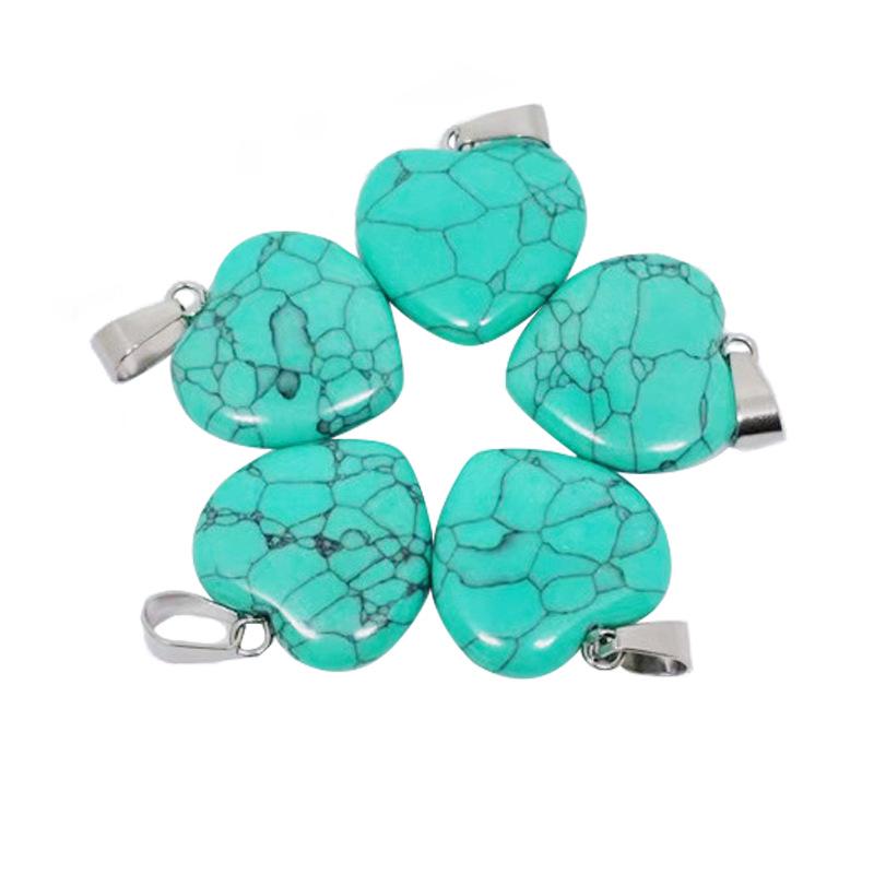 Heart-Shaped Natural Agate Pendant Necklace - 20mm Crystal Stone