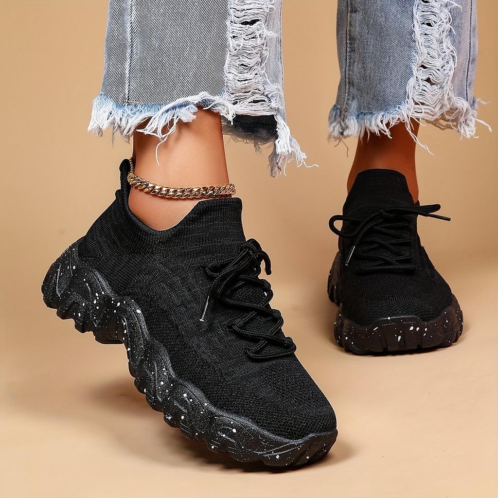 Women's Simple Plain Lace-Up Low Top Sneakers, Casual Comfortable Breathable Lightweight Sports Running Shoes, Women Shoes