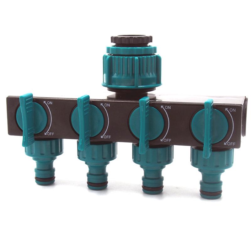 2-Minute Quick Connect 4-Way Garden Tap Splitter for Micro-Spray Irrigation