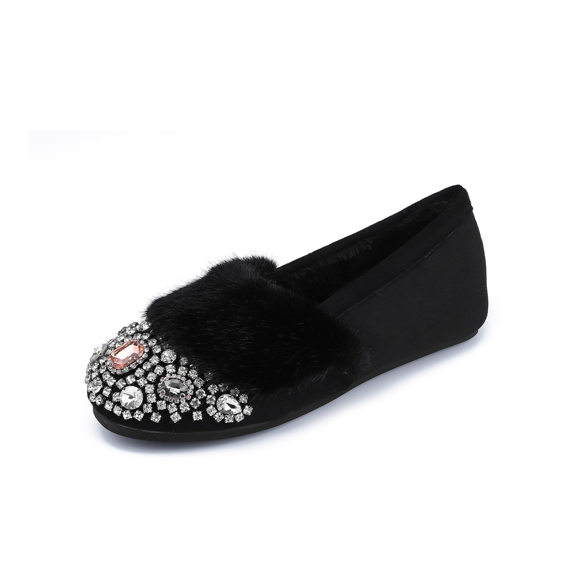 

2025 зима новые туфли Мао Мао женские блестящие бриллиантовые платформа хлопковые туфли женская одежда высококачественные толстые бархатные туфли детские 34