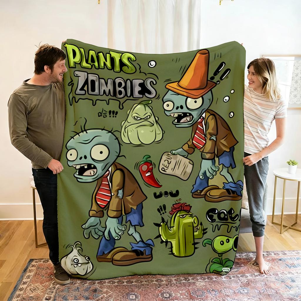P-Plants Vs Z-Zombi Printed Fleece Throw Blanket Children Warm Soft Blankets for Sofa Bed Cover Blanket Travel Office Gift New
