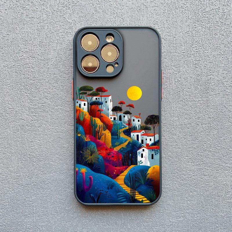 Yellow Sunset Mountain Phone Case For iPhone 16 14 15 11 12 13 Pro Max Mini XR X XS 7 8 Plus SE Natural Scenery Shockproof Cover