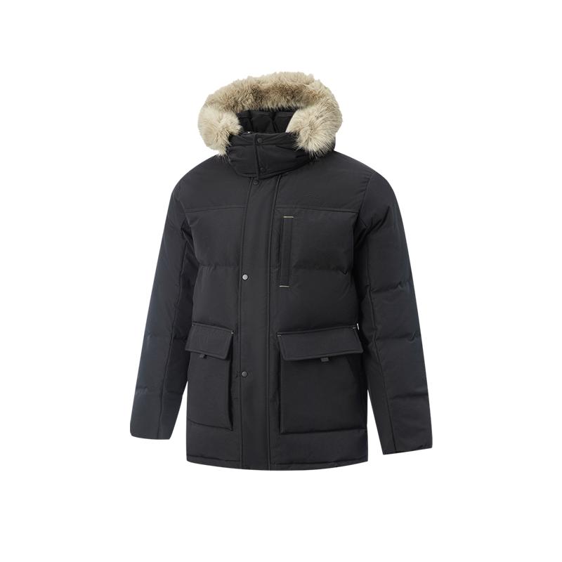 Li-Ning Solid Color Zipper Hooded Versatile Casual Down Jacket Unisex outerwear AYMV341-3
