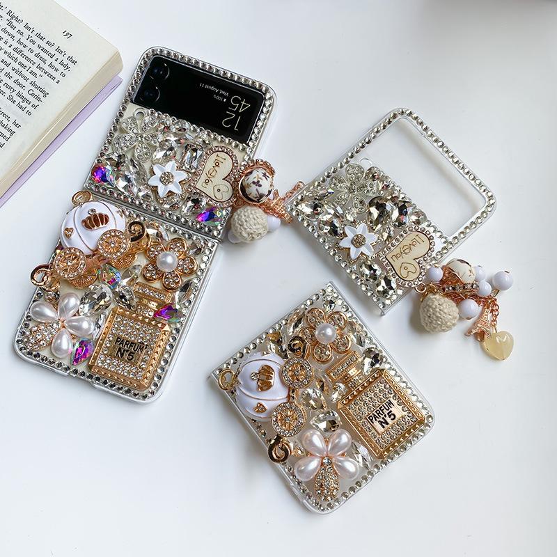 

Luxury Bling Rhinestone Clear Hard Pc Phone Case For Samsung Galaxy Z Flip 3 5g Diy Diamond Cover For Galaxy Z Flip