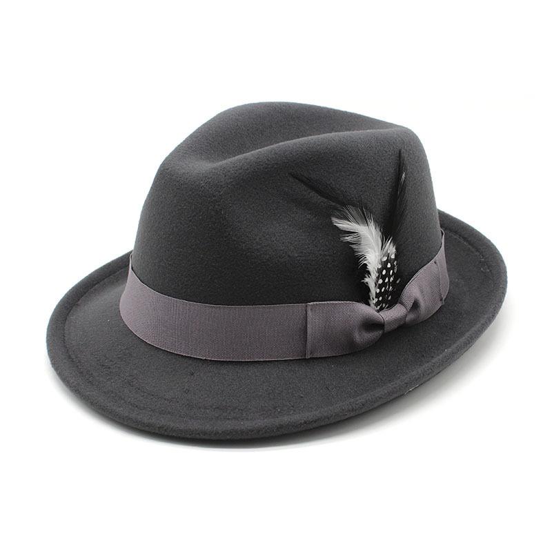 Cross-Border Amazon New Men'S Top Hat Feather Felt Hat Men'S Jazz Hat European And American High-End Hat Women