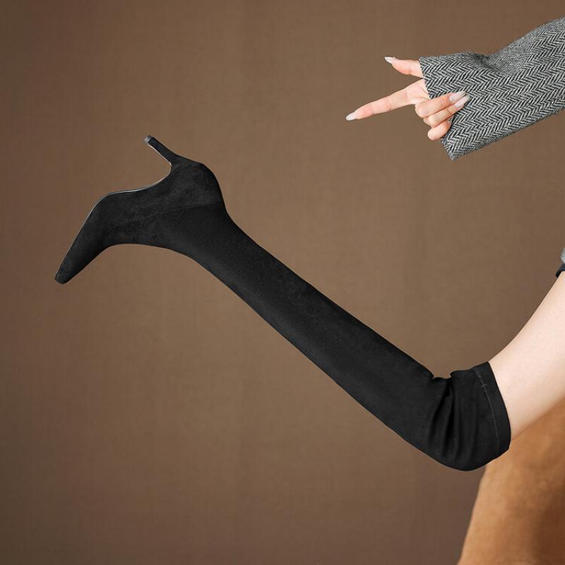 New Over-the-knee Women's Boots European and American High-heeled Pointed-toed Thin-heeled Autumn and Winter Over-the-knee Boots Women's Side Zipp