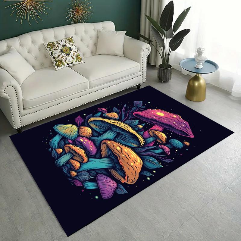 Psychedelic Mushrooms Carpet for Living Room Game Rugs Soft Floor Cartoon Rugs Bathroom Rug Mat Yoga Mat Home Decor Area Rug