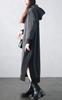 Gold Japan Plus Size Long Fleece Women's Dress, Sleeve, Two-Tone Hoodie, Lining, Anti-Static, Stretch, Fall/Winter, Charcoal, 4L, plan-460014
