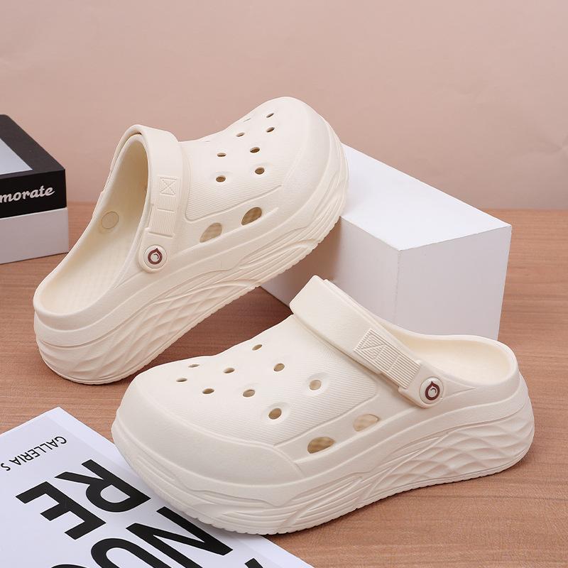 Women's Soft EVA Summer Slippers Round Toe Flat Home Slides Dry Wedges Platform Beach Sandals Thick Bottom Garden Use
