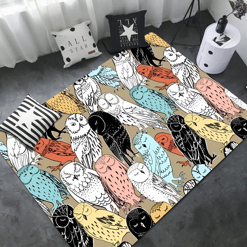 Pattern Colorful Owls Floor Mat INS Style Soft Bedroom Floor House Laundry Room Mat Anti-skid Household Carpets
