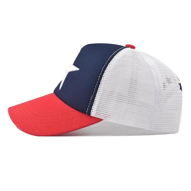 New Style Unisex Adjustable Mesh Cap Casual Plain Embroidered Stitching Five-Star Cotton Baseball Cap Summer Trucker Hat For Women And Men