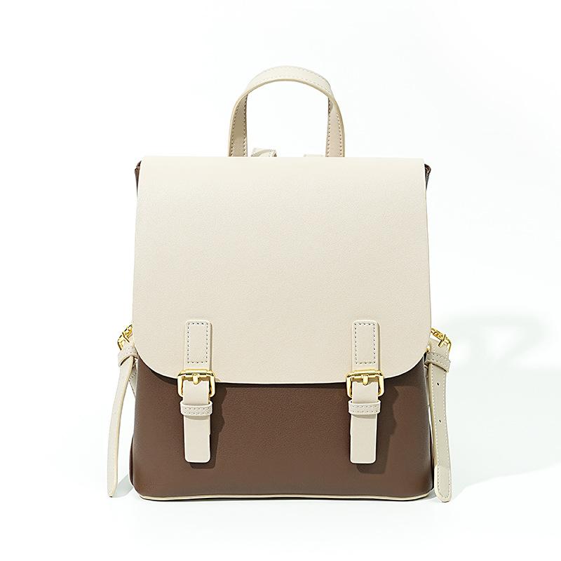 Leather high-end commuting large-capacity women's shoulder backpack, casual style and light girls backpack.